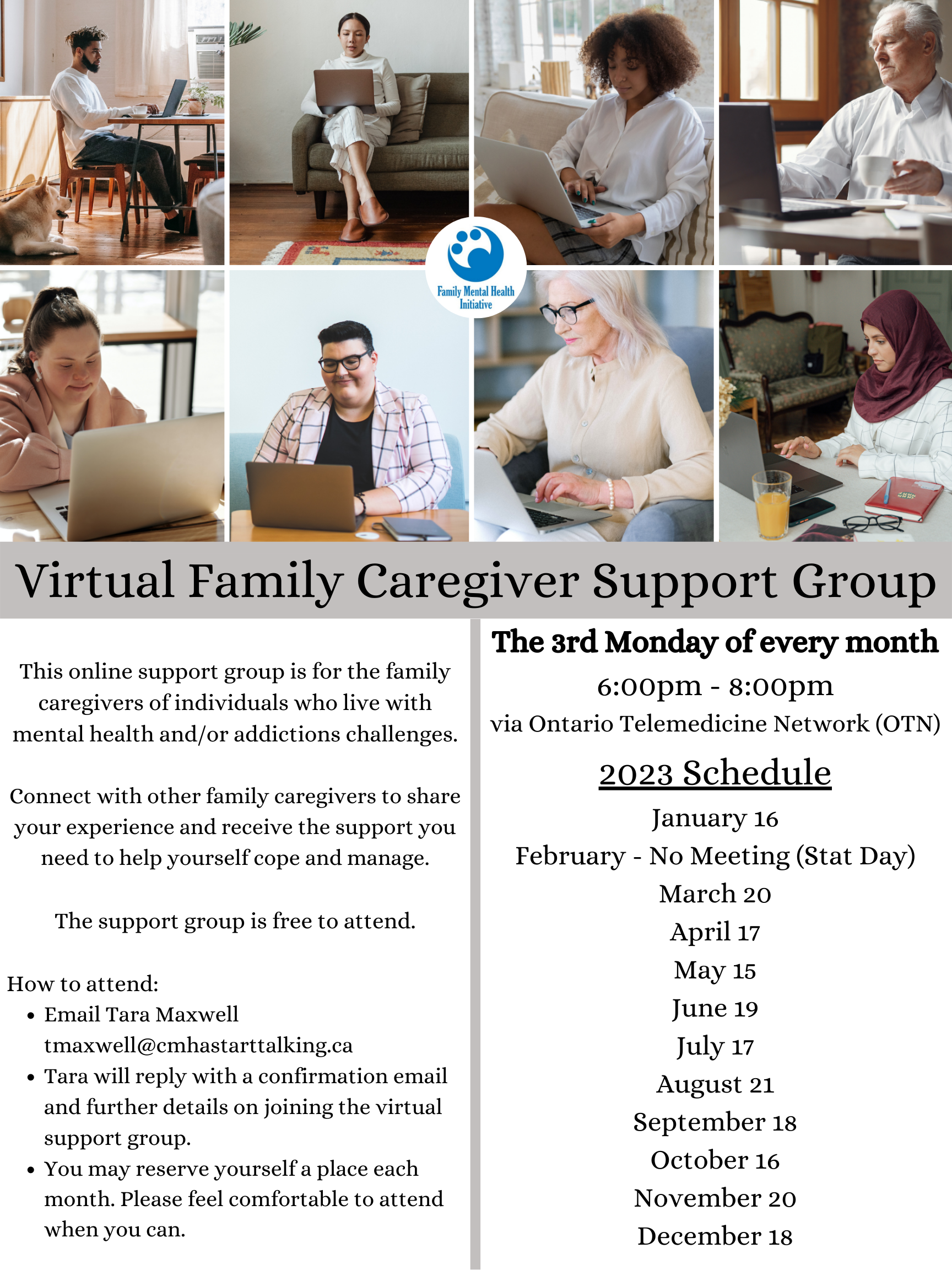 virtual gamily caregiver support group ad